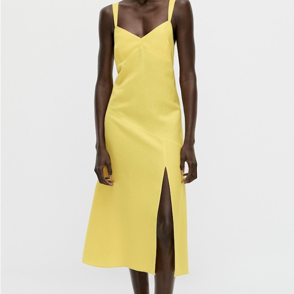 Massimo Dutti Yellow Midi Dress